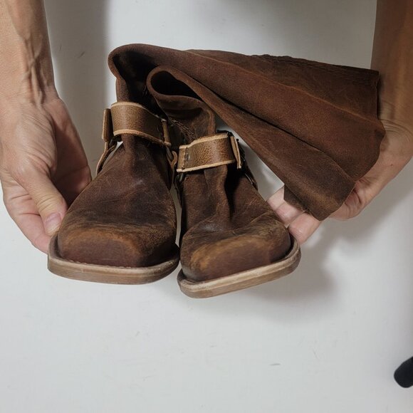 NEW Free People Denver Double Buckle Boots Womens 8.5 Chocolate Brown Western - Picture 6 of 11